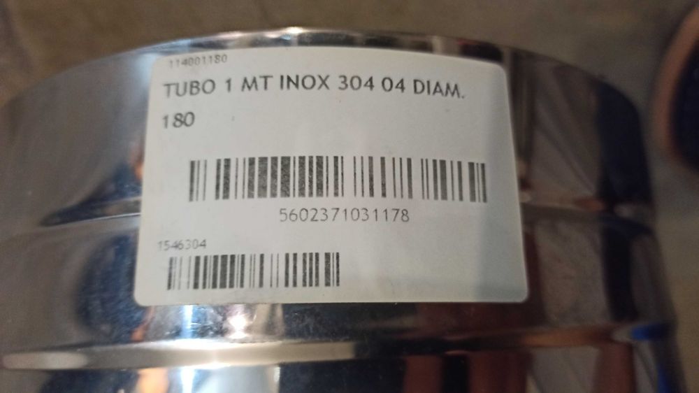 Tubo Inox 1m diâmetro 180mm