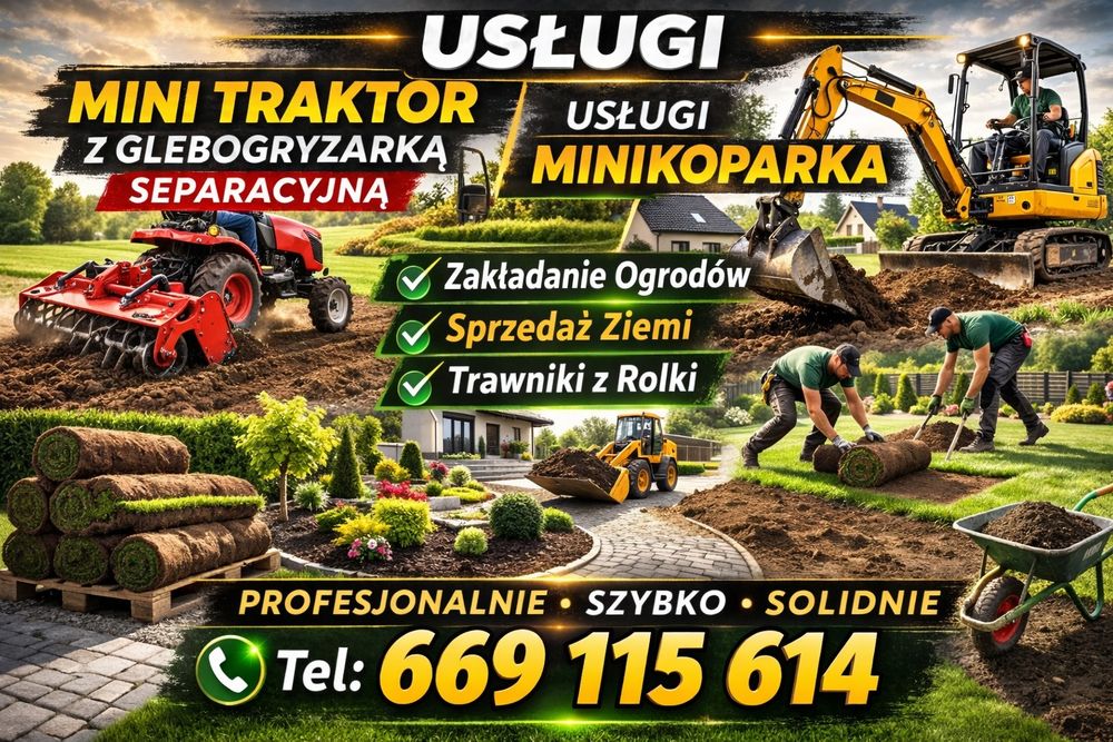 Usługi glebogryzarka separacyjną z mini traktorem