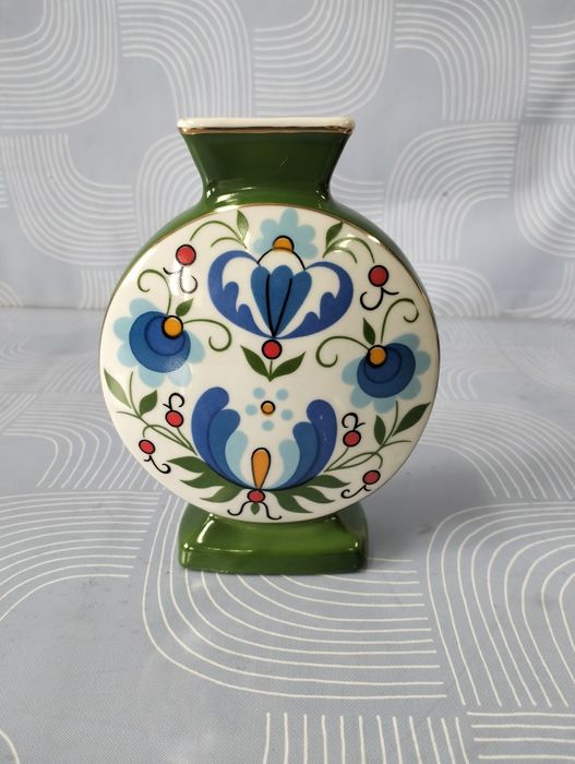 Zielony wazonik Lubiana wzór kaszubski