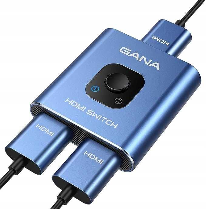 Przełącznik HDMI GANA 4K 60Hz 2w1 PS5 Xbox TV niebieski