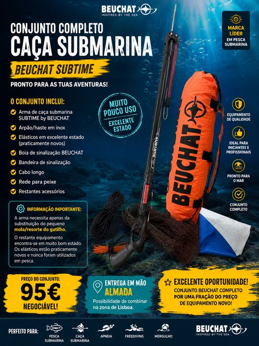 Conjunto Caça Submarina BEUCHAT Subtime + Boia + Arpão + Acessórios
