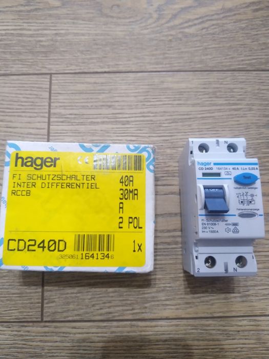 Wyłącznik roznicopradowy HAGER CD 240D 1-fazowy  2 styki  40 A France