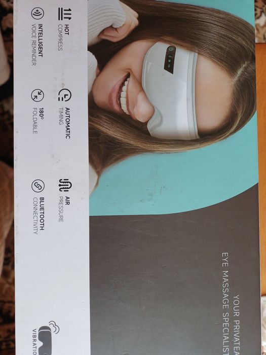 Смарт-масажер для очей з підігрівом, Bluetooth та вібрацією. Новий.