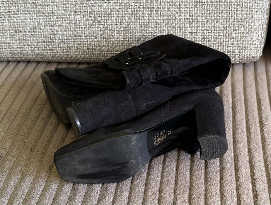 Czarne wysokie skórzane Kozaki bruno premi 37