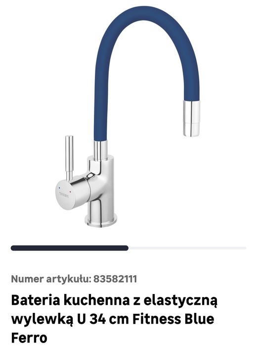 Bateria kuchenna z elastyczną wylewką U34 cm firmy Fitness blue ferro