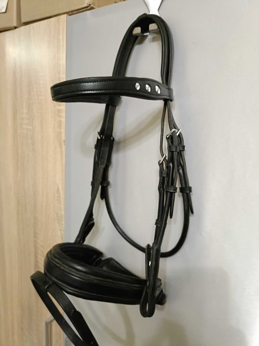 Ogłowie FULL czarne rurkowe