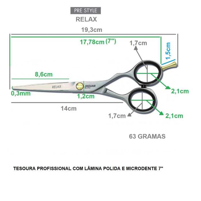 Tesoura Profissional da Jaguar- Prestyle Relax 7 Fio Laser