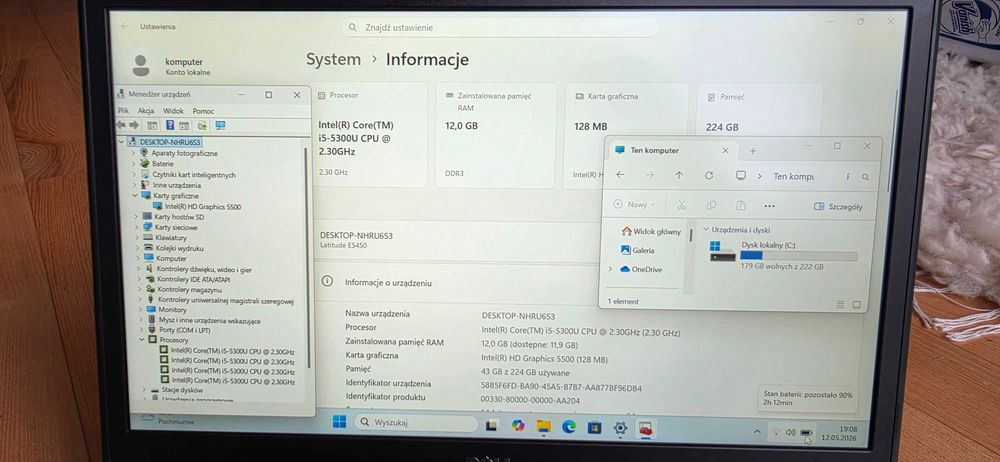 DELL 15,6 IPS/FullHD/12GB/256ssD/Win11/HDMI/WiFi/Bluetooth/Bat3godz