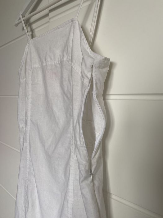 Biała lniana dopasowana sukienka sancred 38