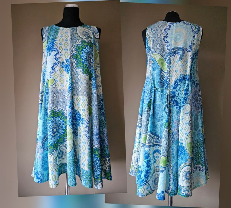 Orientoque letnia zwiewna sukienka 100% rayon,  r. 38 M