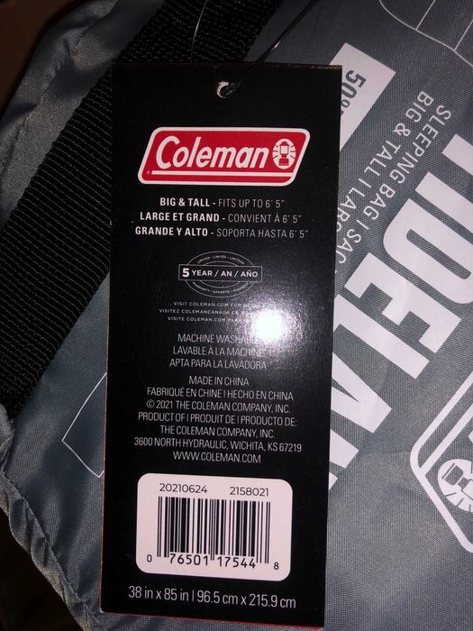 Спальный мешок Coleman Tidelands 50 degree Big & Tall Mummy Bag. New.