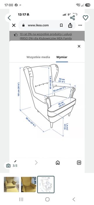 Fotel uszak żółty
