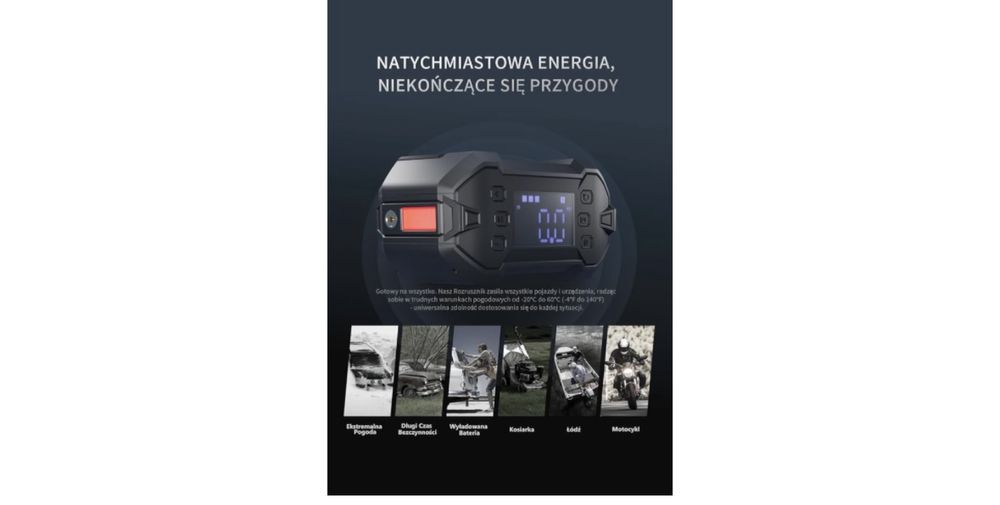 Rozruchowy Powerbank 3000A z Kompresorem Diesel i benzyna do 8.0L