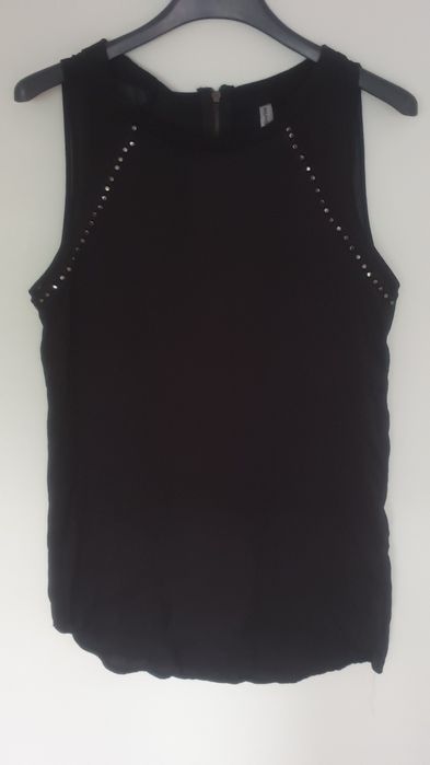 mgiełka czarna asymetryczna dzety koszula bluzka Stradivarius 36S