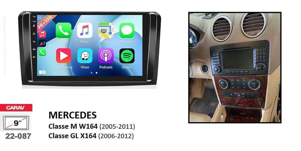 Rádio 2DIN Mercedes Classe ML / GL • Android • [4+64GB] W163 W164