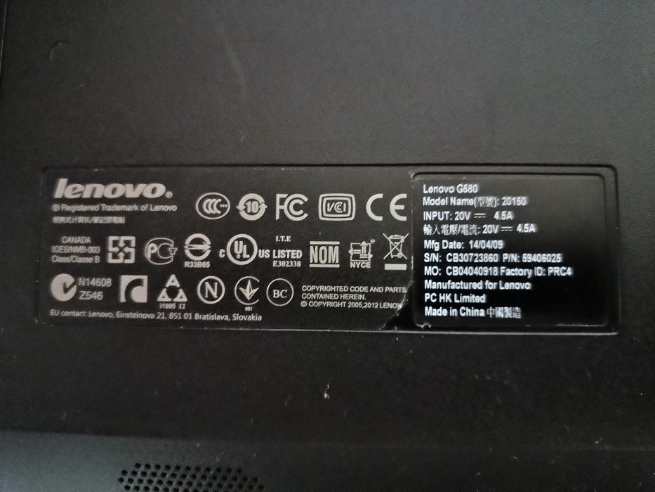 Laptop Lenovo G580