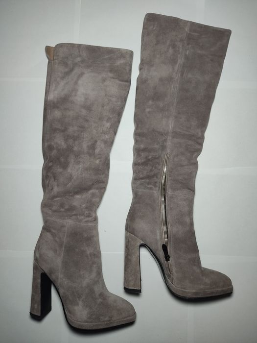 Farinni Сапоги жіночі натуральна замша ботфорти чоботи