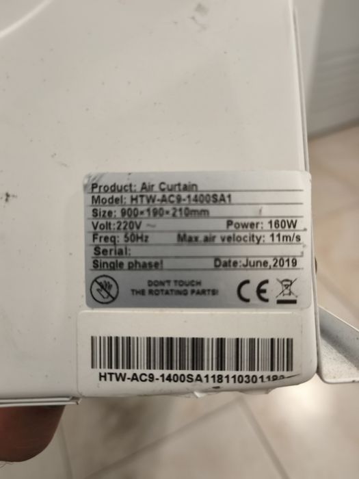 Cortina de ar HTW 160W, 90cm, 3 velocidades