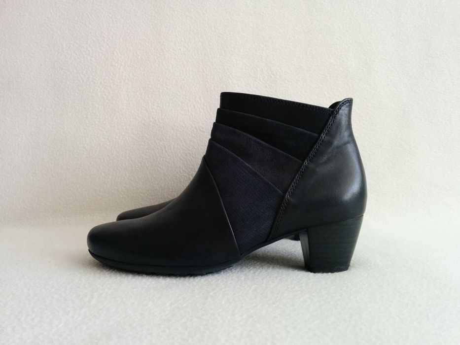 GABOR botki ze skóry naturalnej - damskie buty na niskim obcasie