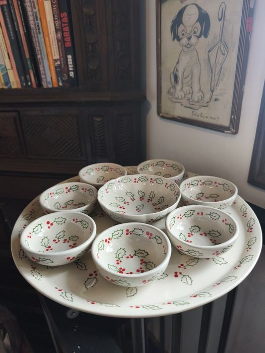 Conjunto de 8 tigelas + prato - decoração natalícia - Alfe Portugal