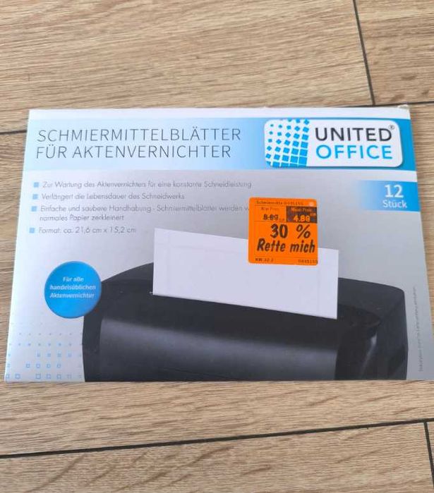 Листи для змащення шредера 21,6 см x 15,2 см 12 штук