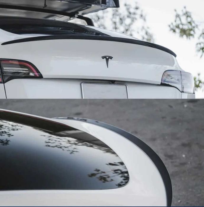Спойлер тонкий чорний глянець Tesla Model Y / ABS пластик
