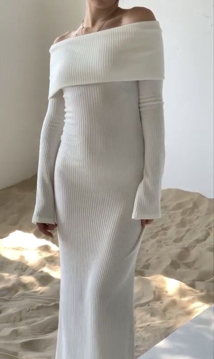 Біла сукня WaveVast з опущеними плечима, S з біркою