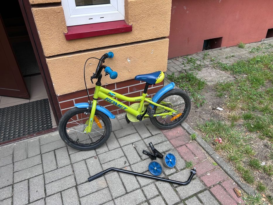 Rower dziecięcy ROMET 16” + kółka i akcesoria