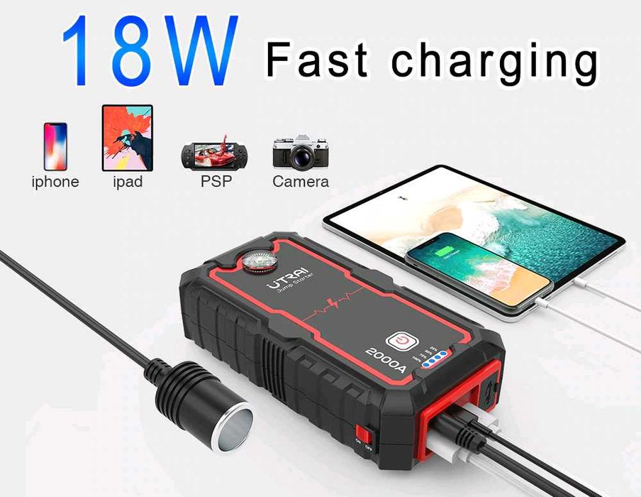 Booster Jump Starter Bateria Automovel Utrai Jstar One 2000A Powerbank