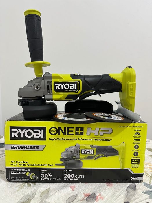 RYOBI 18V ONE+HP кутова безщіткова шліфмашина