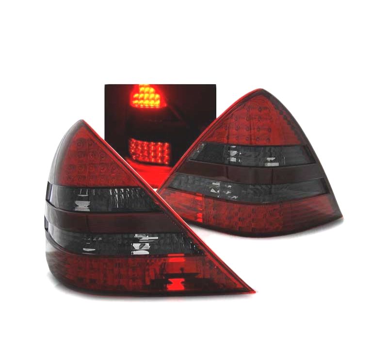 FAROLINS TRASEIROS LED PARA MERCEDES R170 SLK 96-04 RED SMOKED VERMELHO FUMADO ESCURECIDO