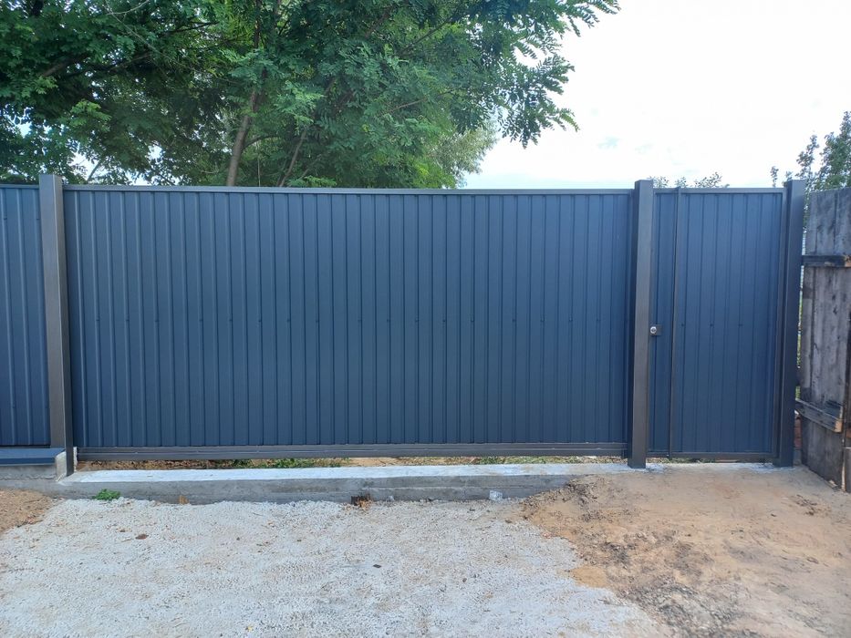 Забор из профнастила , откатные ворота, автоматика , навеси, калитки,
