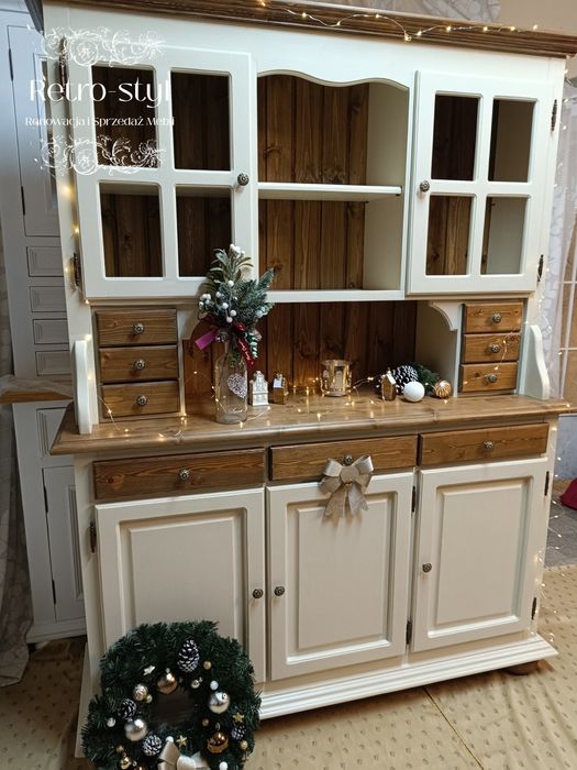REZERWACJA Kredens drewniany beżowy prowansalski wiejski rustykalny DO