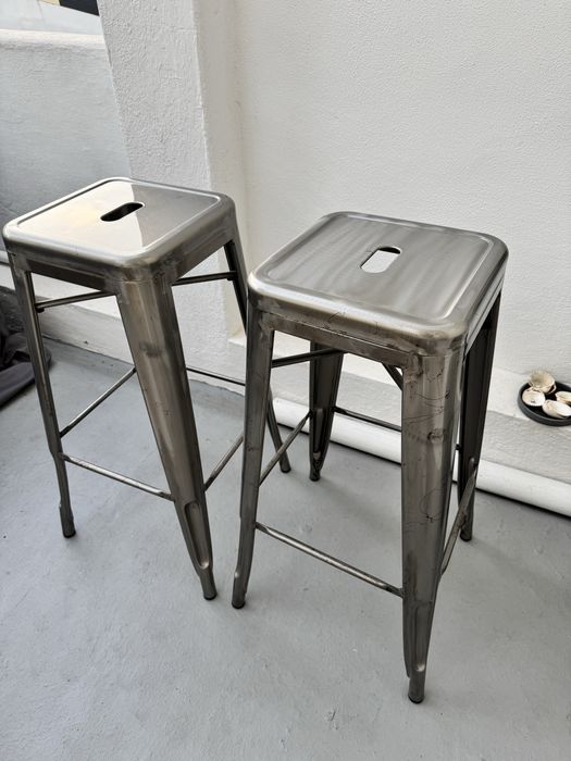 Par de bancos Tolix Aço escovado