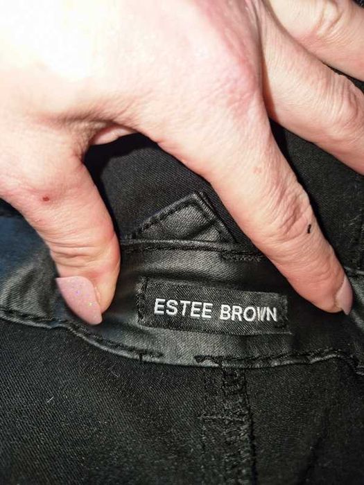 Czarne spodnie z eko skóry z bawełną s/m Estee Brown