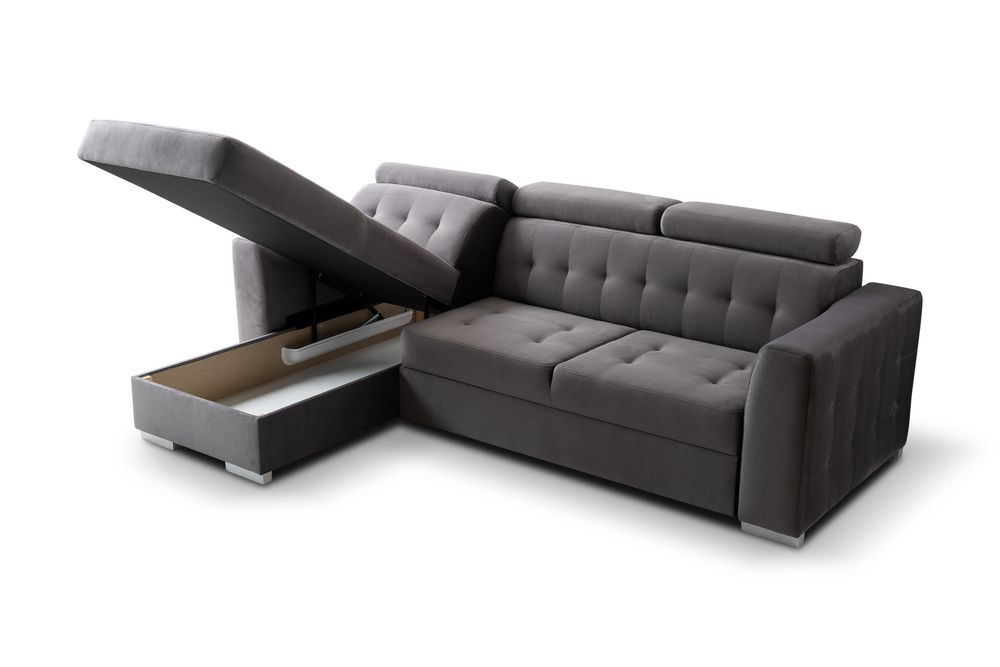 Narożnik ZARA 230 x 165 - funkcja spania, pojemnik, ruchome zagłówki