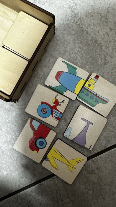 Гра половинки транспорт розумний лис та деревʼяний пазл вкладиш