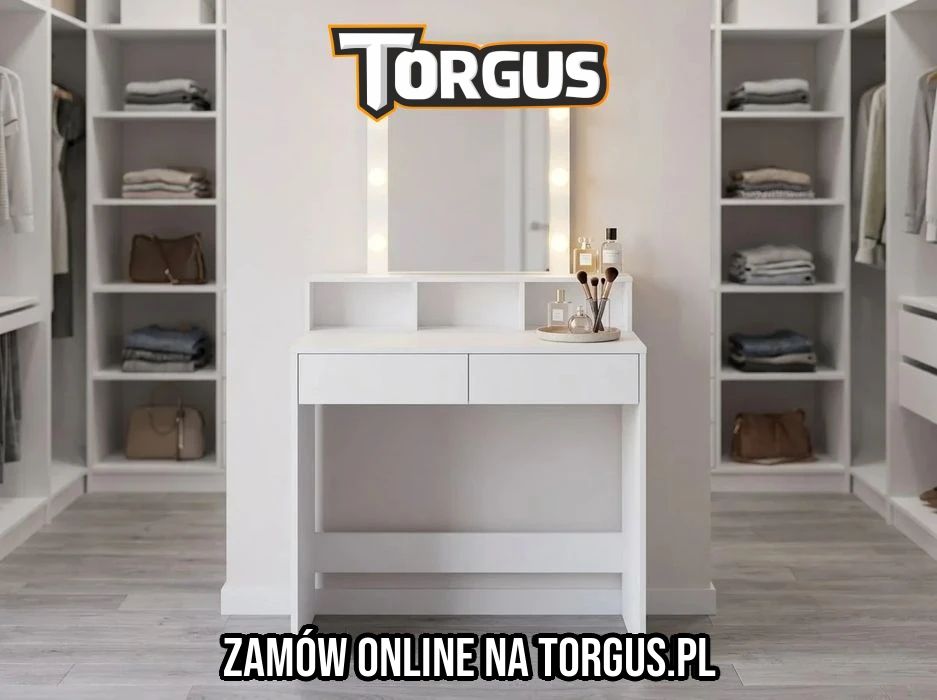 NOWA Toaletka Kosmetyczna z Lustrem LED 3 Barwy Światła i Regulacją Jasności Biała 2 Szuflady do Sypialni Garderoby Makijażowa Biurko Kosmetyczne FV