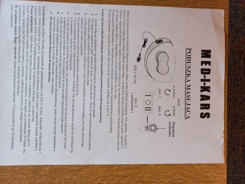 Poduszka masująca- do pleców, kręgosłupa , mięśni rąk , nóg