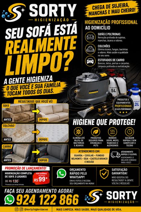 Higienização de Sofás, Colchões e Carros | Guarda, Covilhã e C. Branco