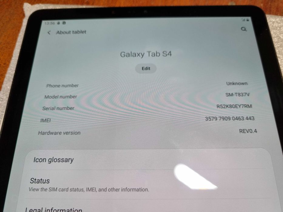 Samsung galaxy tab S4 SM-T837V 4/64GB 10.5 Snapdragon 835 sim карта