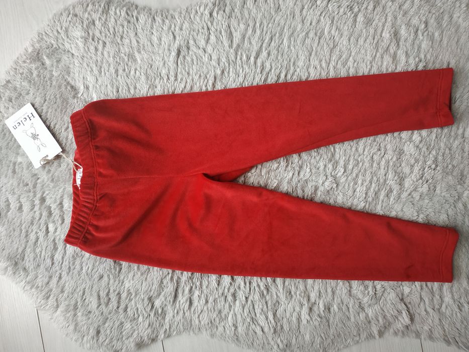 Nowe legginsy/welurowe/ocieplane/czerwone/kokarda/Helen/r.98/104