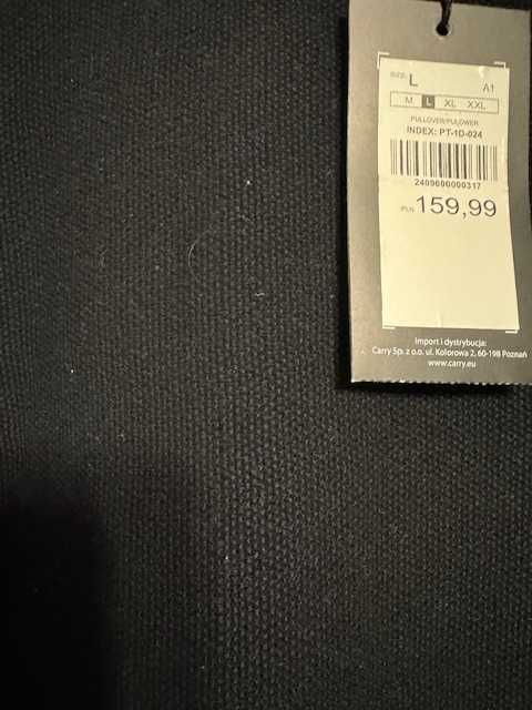 Sweter męski L Carry z bawełny nowy z metką czarny klasyczny model