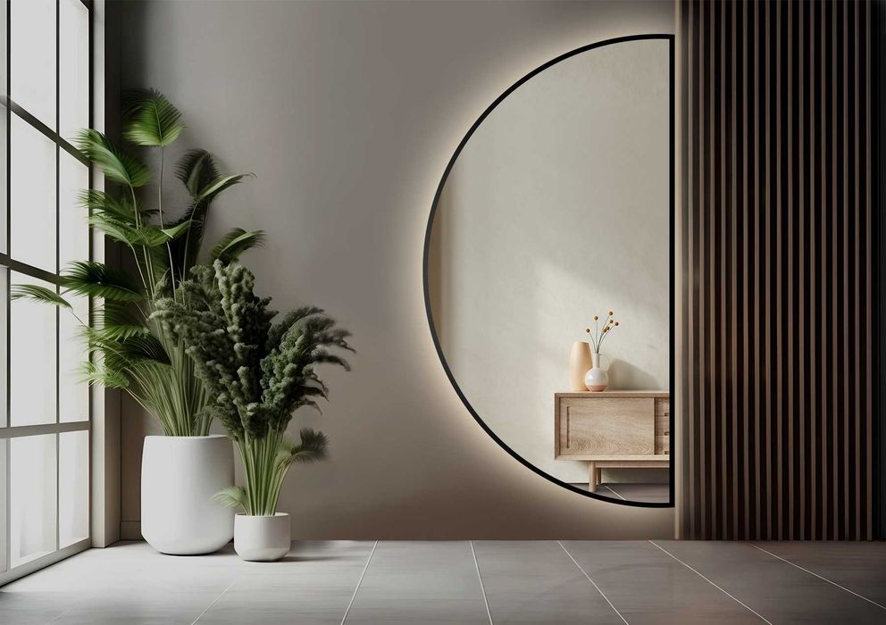 Lustro w ramie mdf slim HILDA LED 60X120 cm - ALFARAM