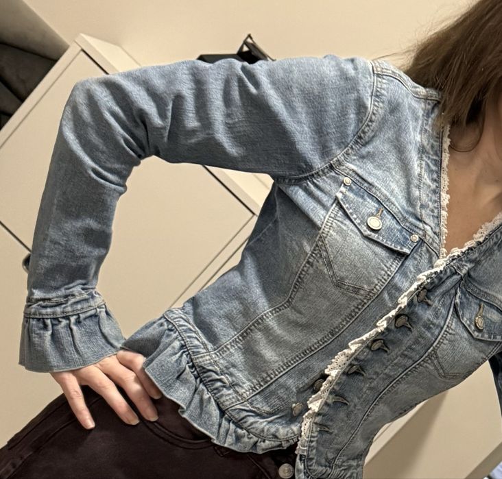 Kurtka katana KappAhl M 38 z koronką Ramia jeansowa