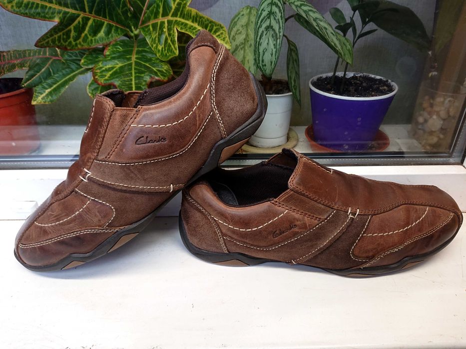 Мягкие  очень легкие кожаные мокасины " CLARKS " ОРИГИНАЛ  44,5 р