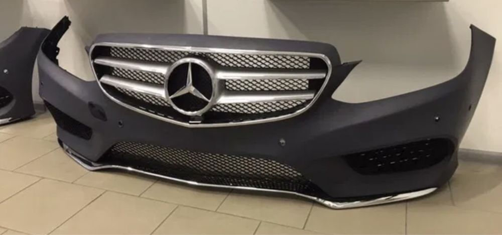 Бампер передний Mercedes Benz E class AMG W212 решетка радиатора кант