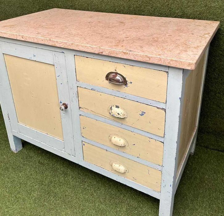 Armario de cozinha, anos 40, tampo em pedra, medidas: 66X110X83 cm