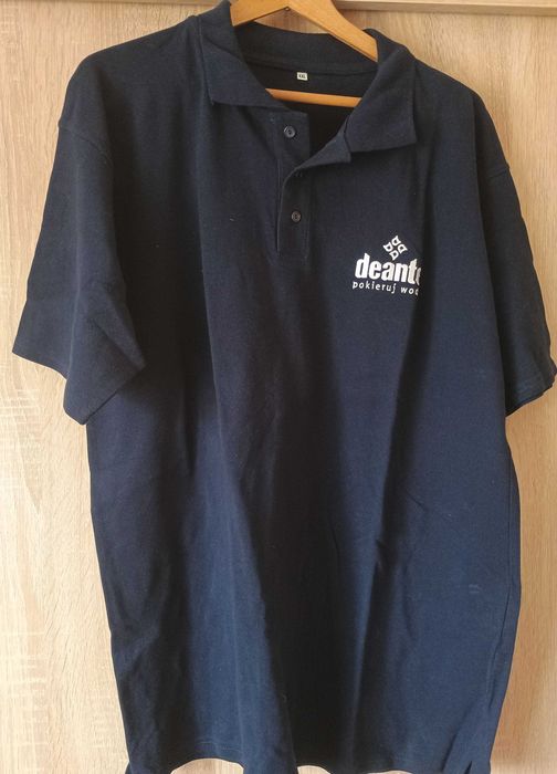 Koszula męska polo granatowa z logo deante.Koszulka 2XL