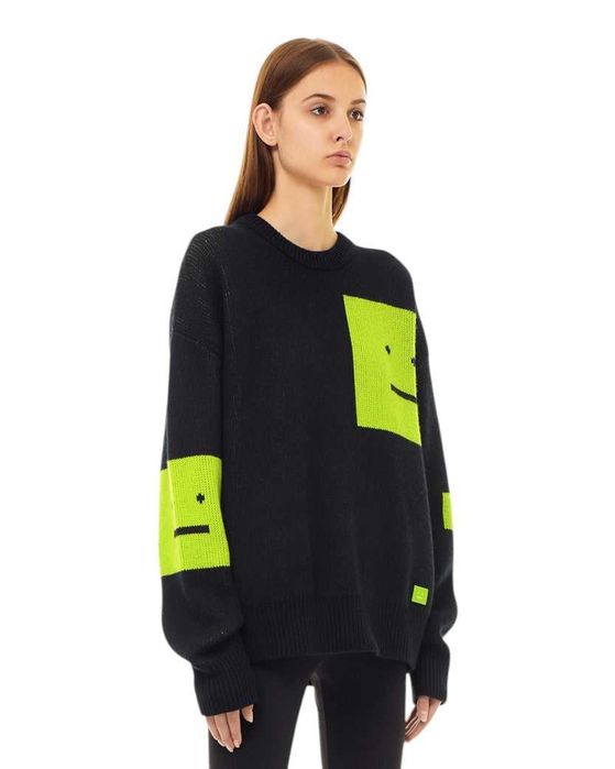 Светр Acne Studios Animation Pop Face Crewneck Sweater Black Yellow \ Black Green